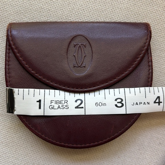 Cartier Burgundy Leather Coin Purse Snap Pouch with COA - Picture 10 of 13